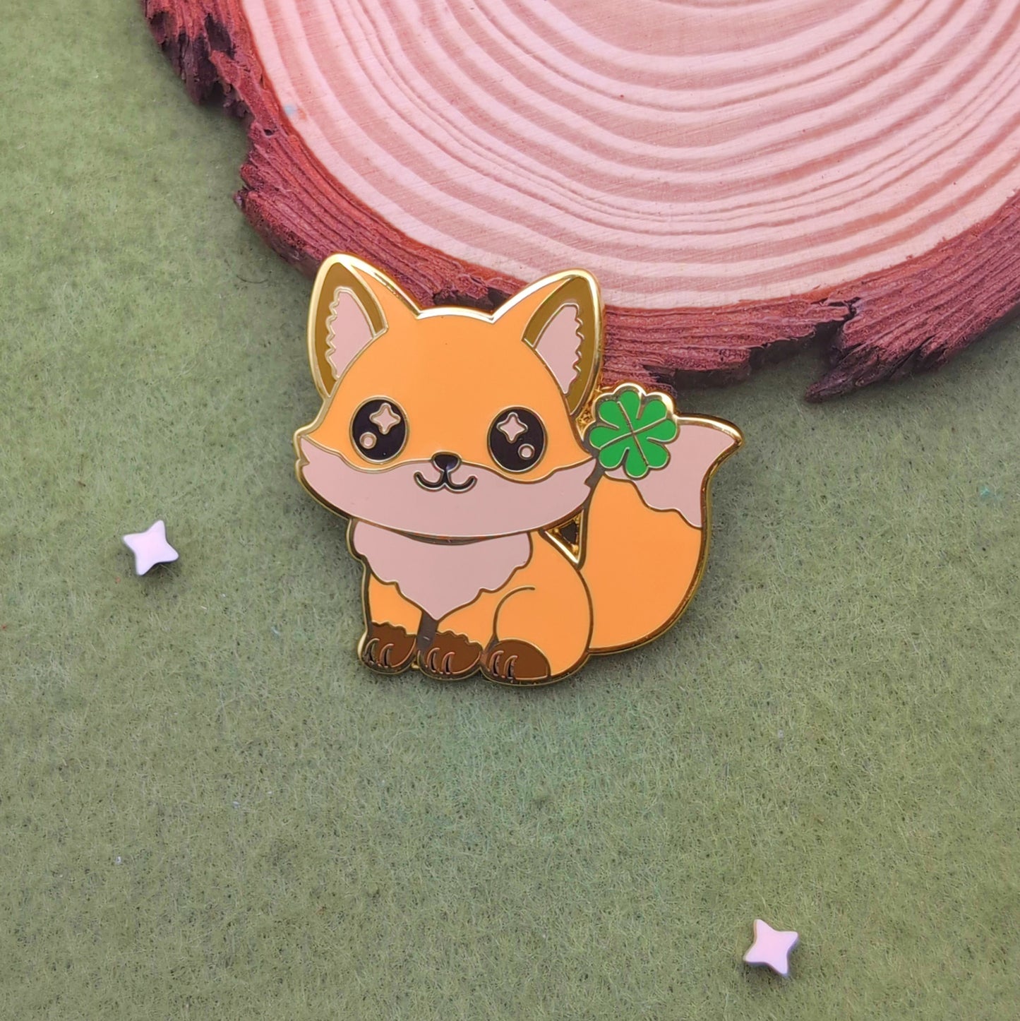Clover Fox Enamel Pin