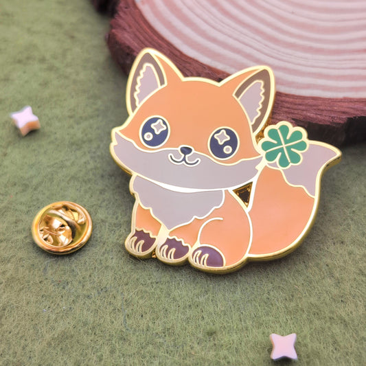 Clover Fox Enamel Pin