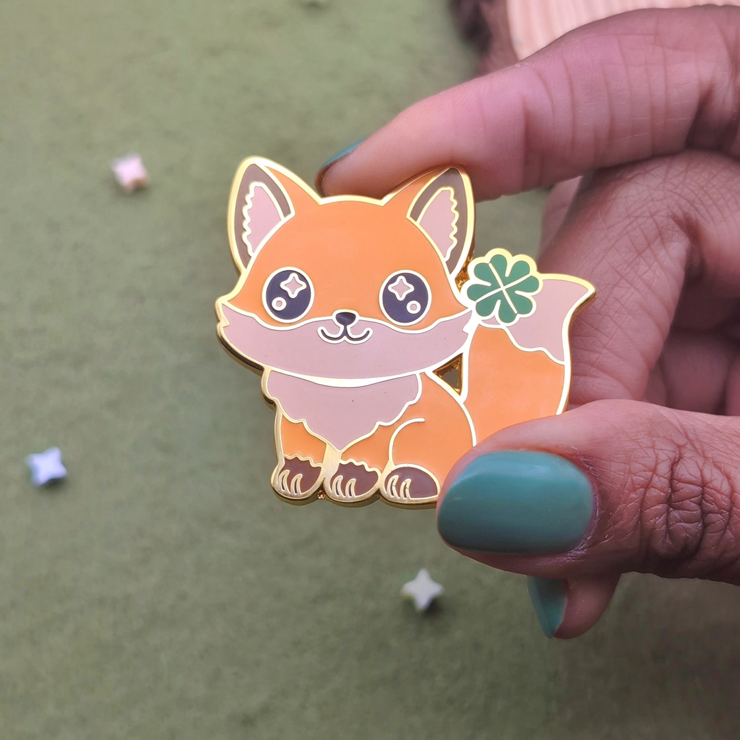 Clover Fox Enamel Pin