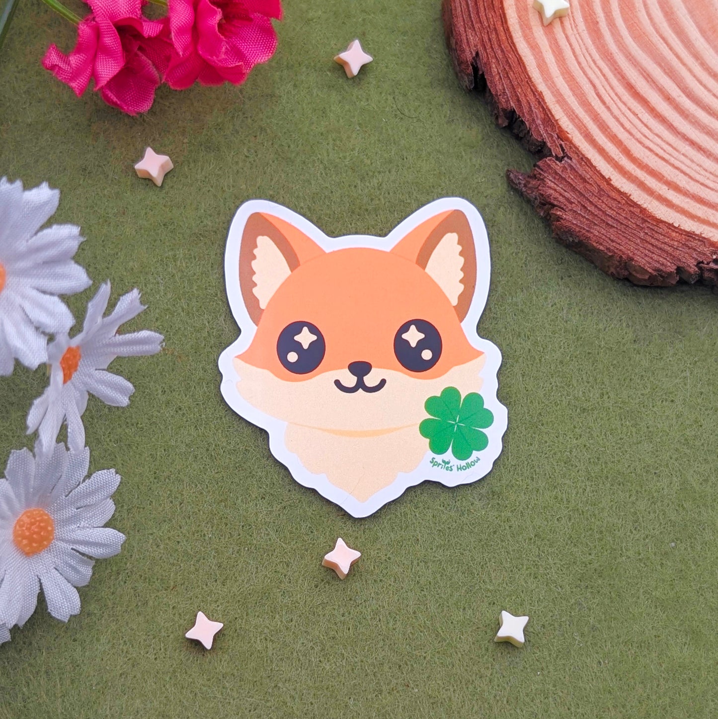 Clover Fox Head Vinyl Sticker