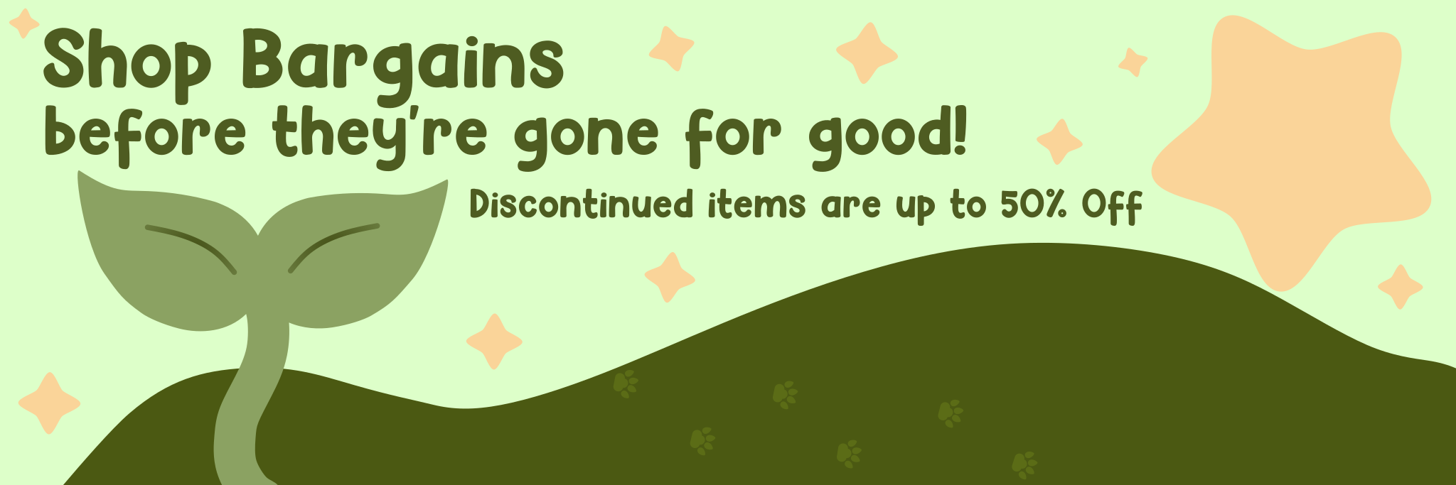 Shop bargains before they're gone for good! Discontinued items are up to 50% off. 