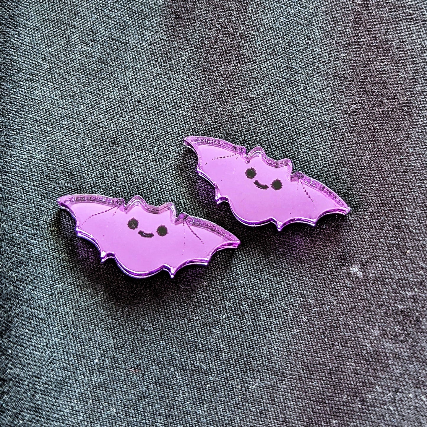 Purple Bat Stud Earrings