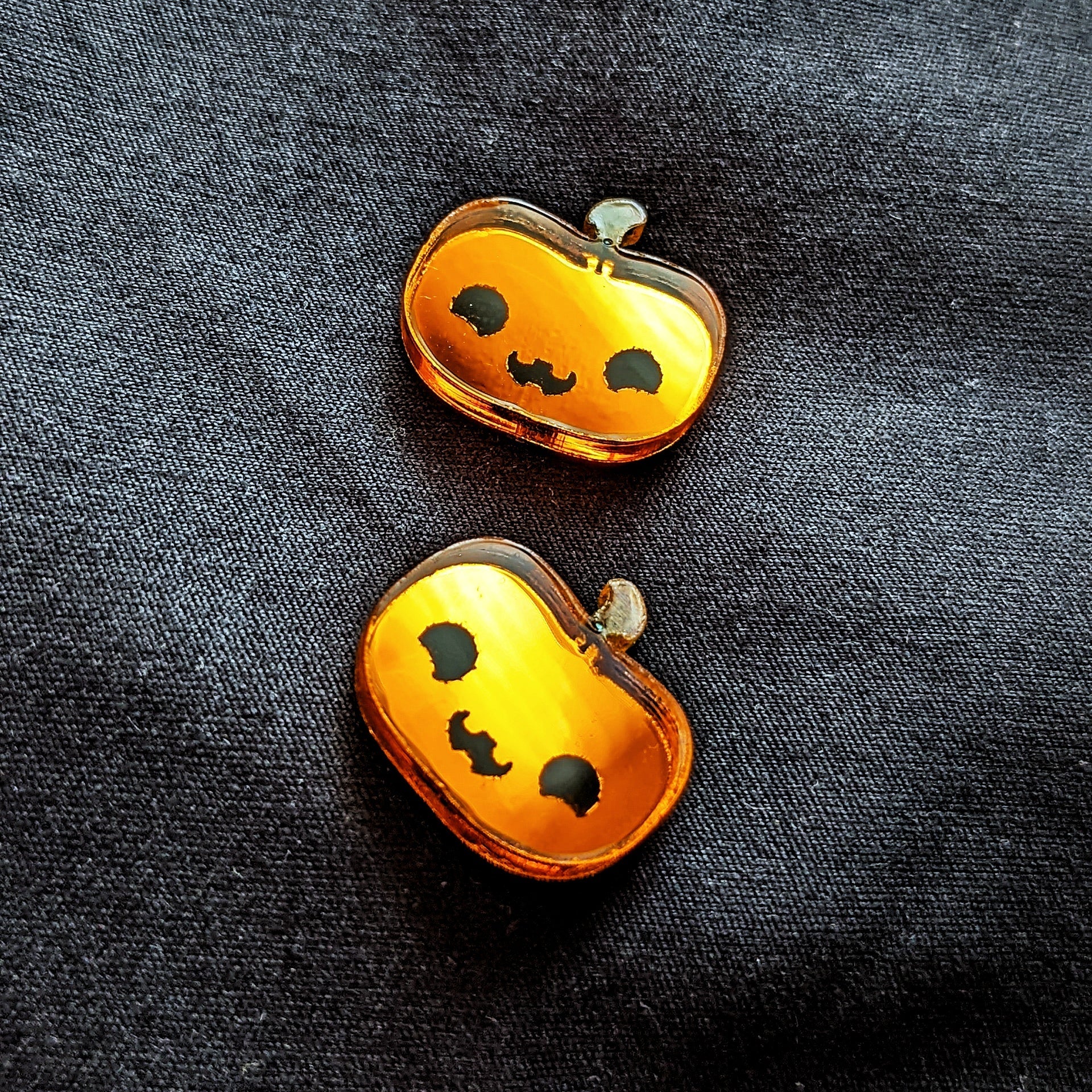 Orange Jack-O-Lantern Stud Earrings