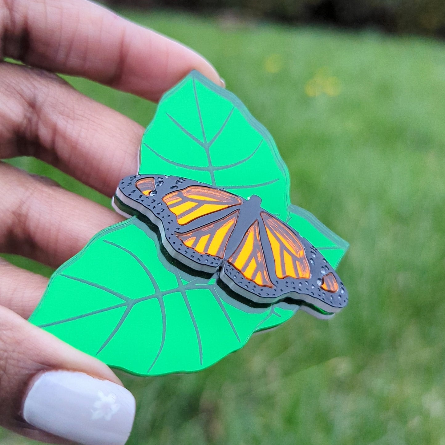 Monarch in the Leaves Brooch