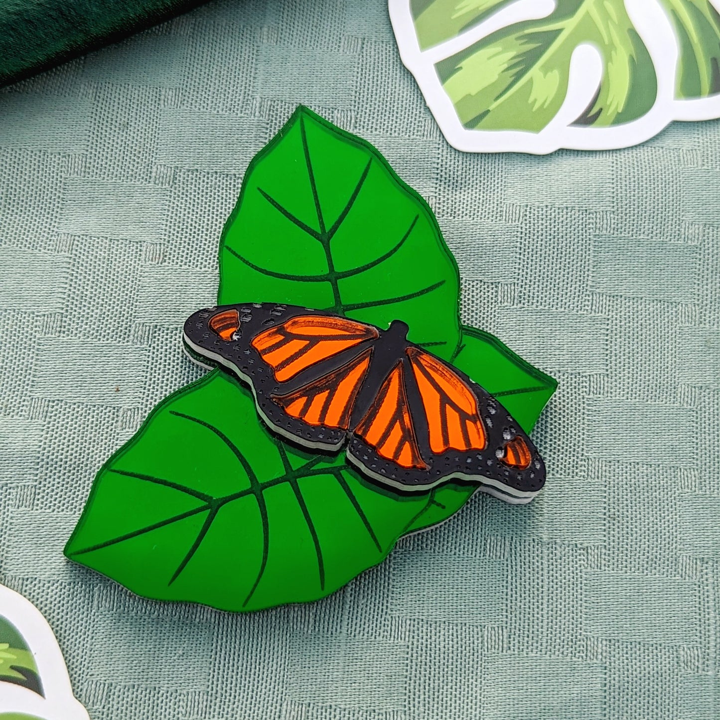 Monarch in the Leaves Brooch