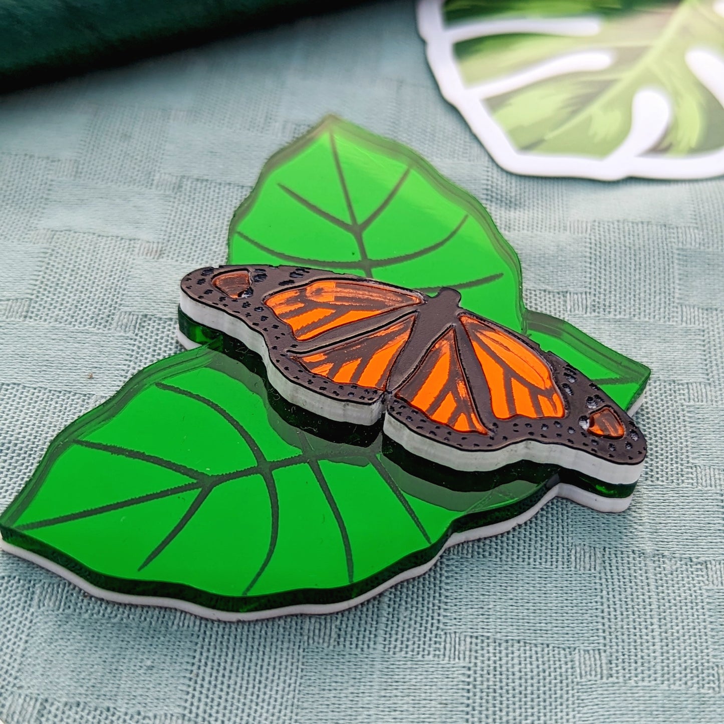 Monarch in the Leaves Brooch