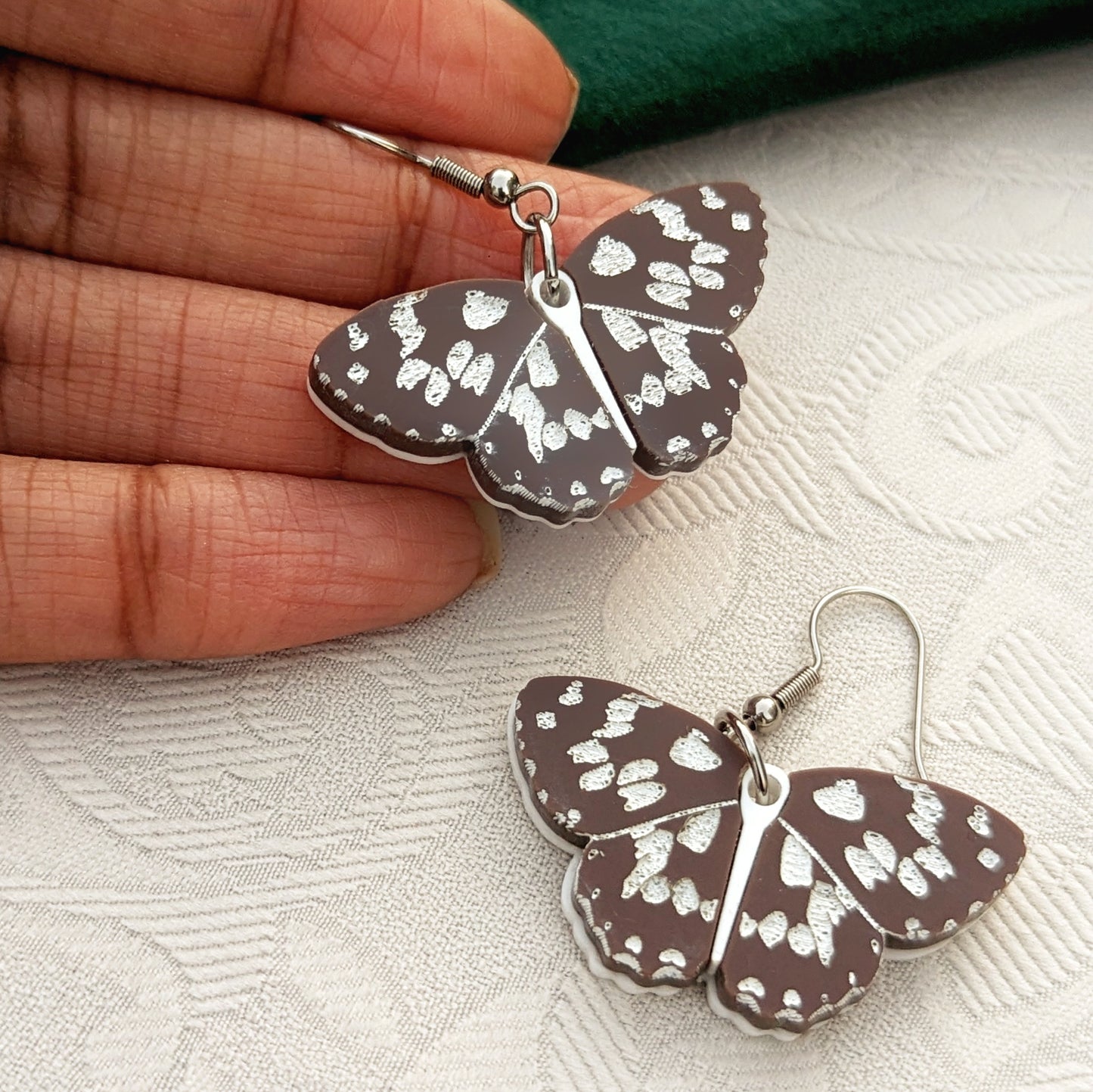 Marbled White Butterfly Dangle Earrings