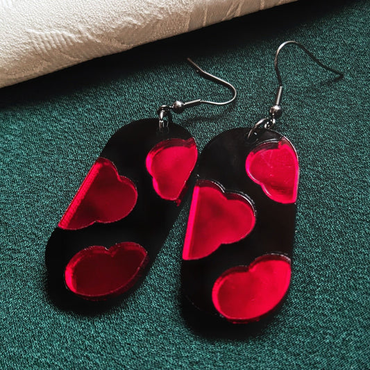 Red and Black Cloud Dangle Earrings