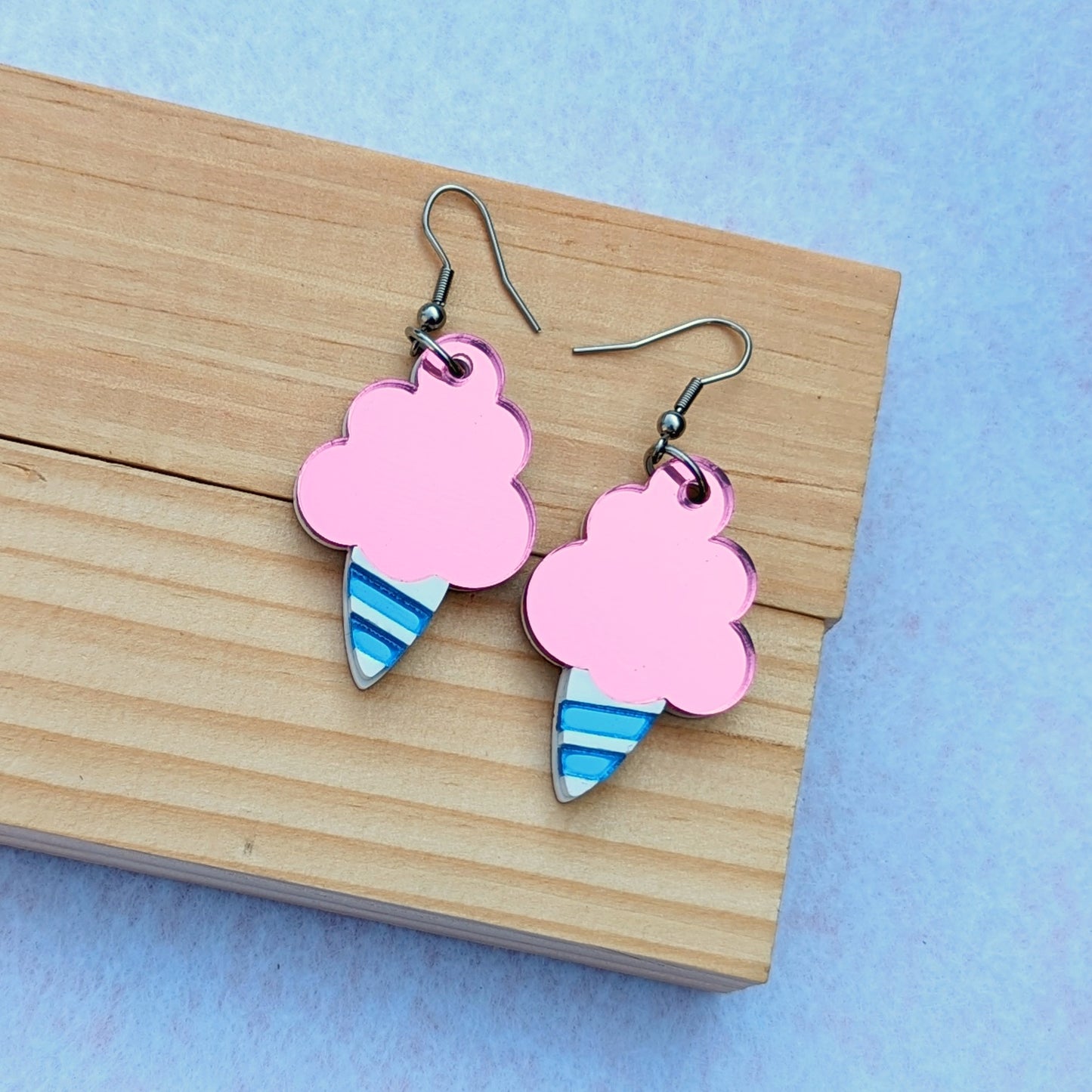 Cotton Candy Pink and Blue Dangle Earrings