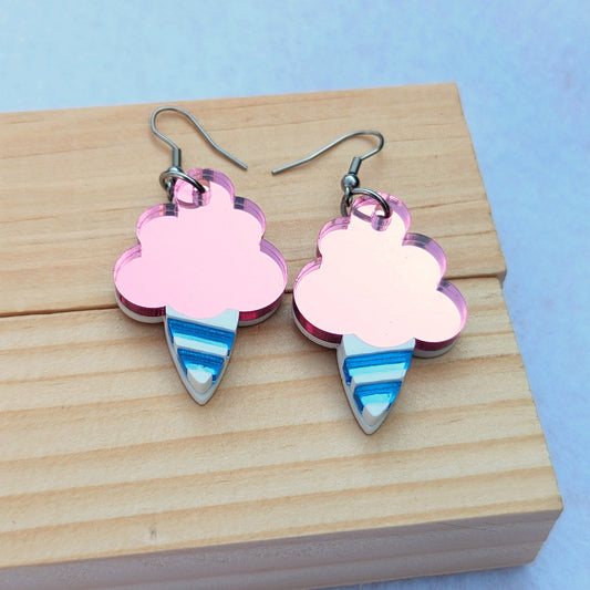 Cotton Candy Pink and Blue Dangle Earrings