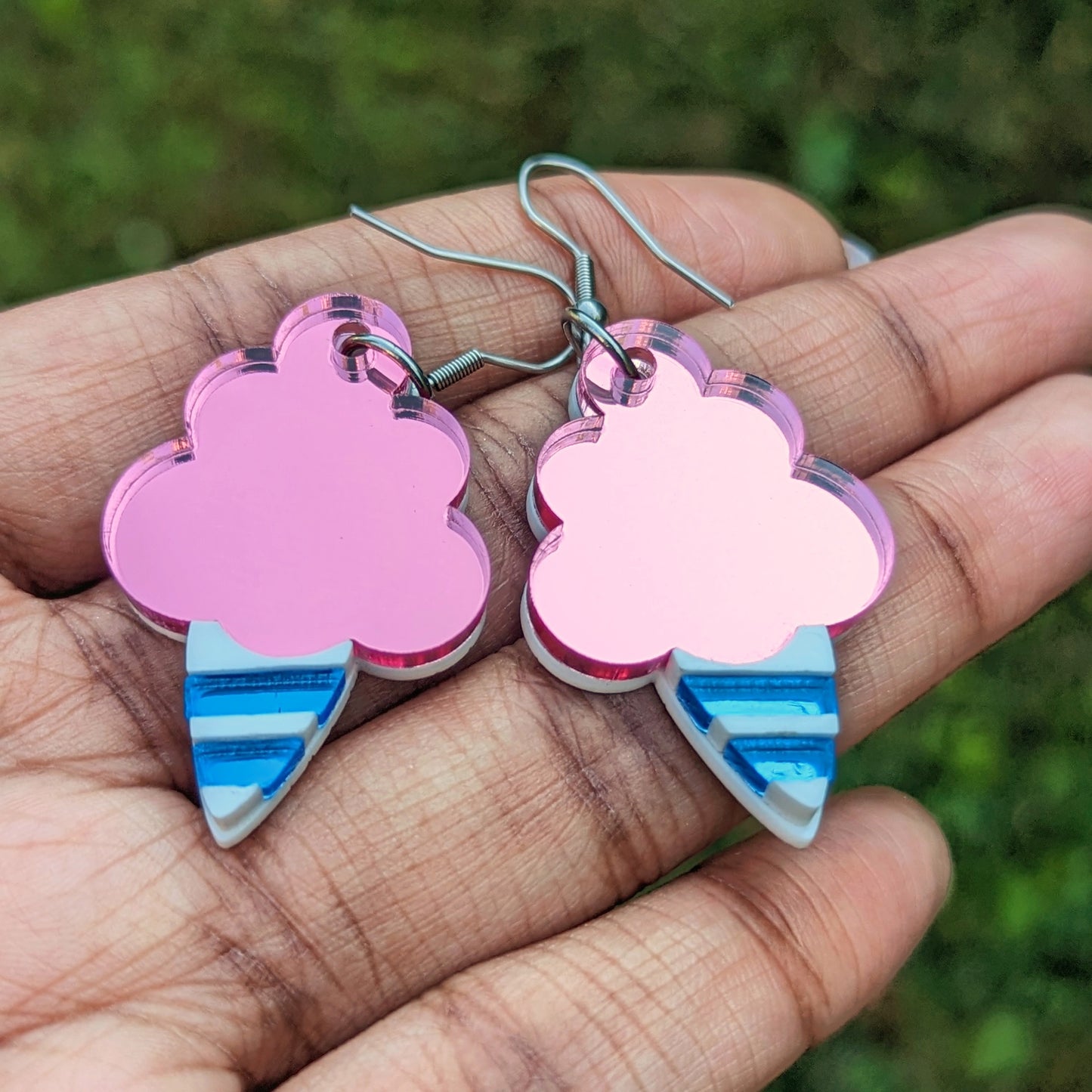 Cotton Candy Pink and Blue Dangle Earrings