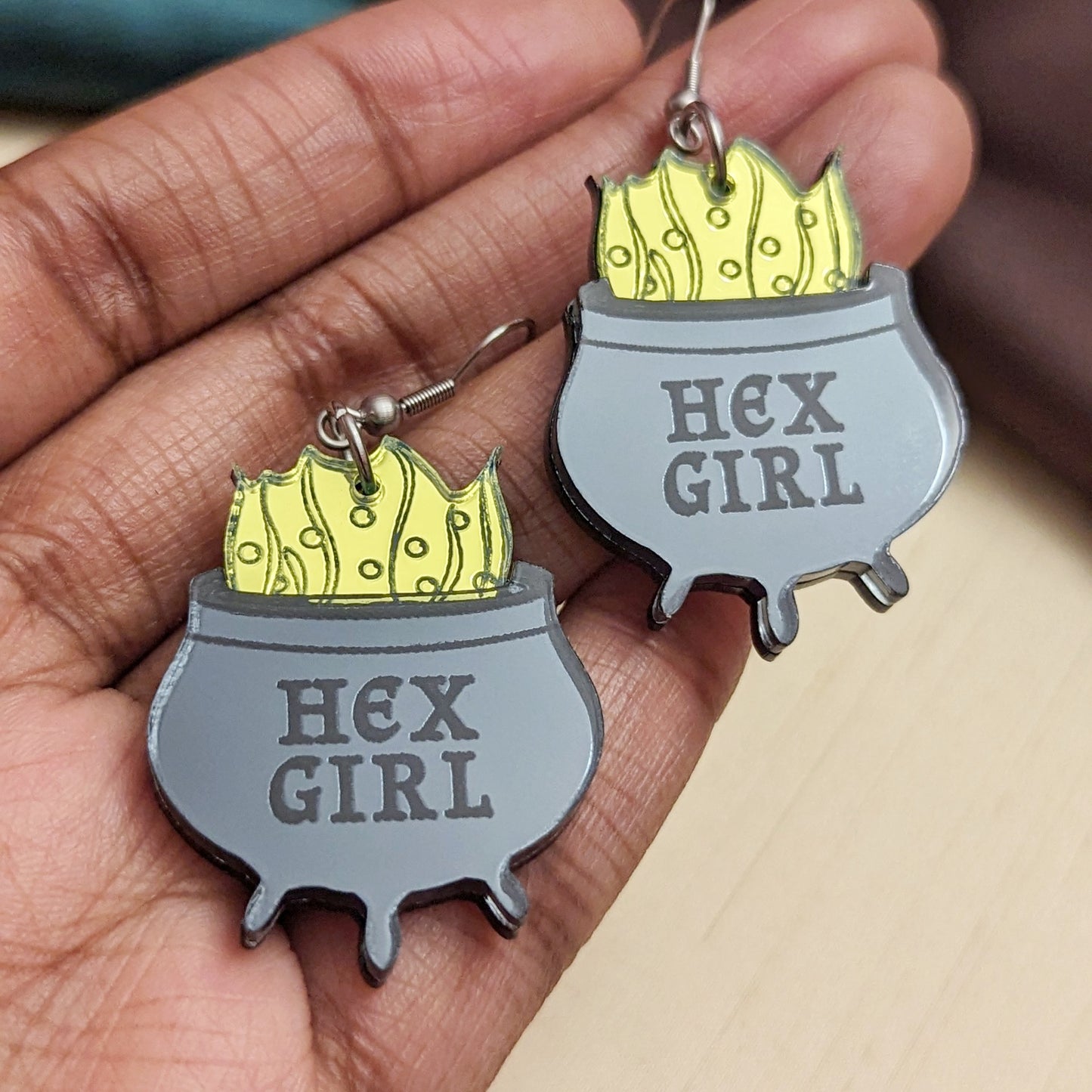 Hex Girl Cauldron Dangle Earrings