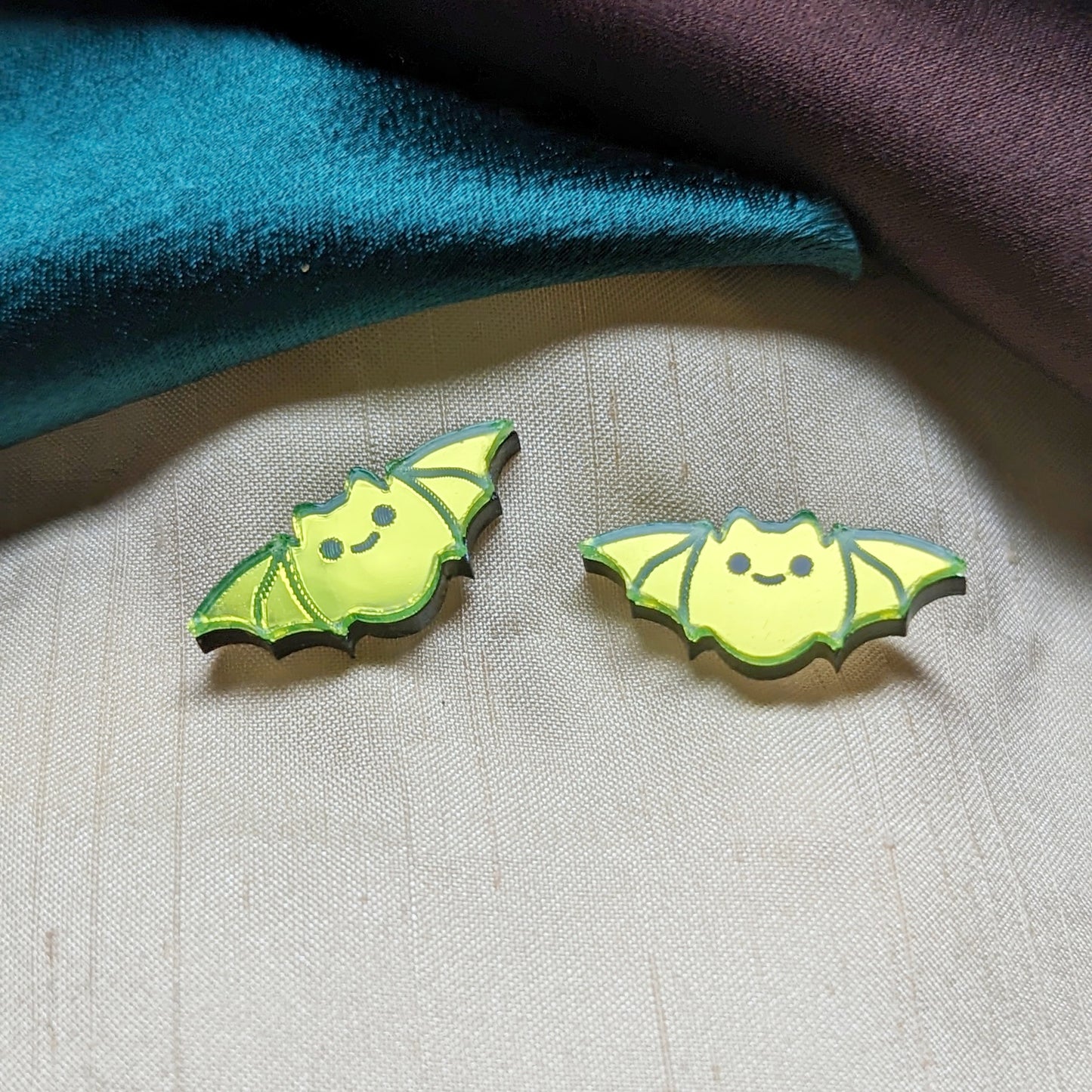 Neon Green Bat Stud Earrings