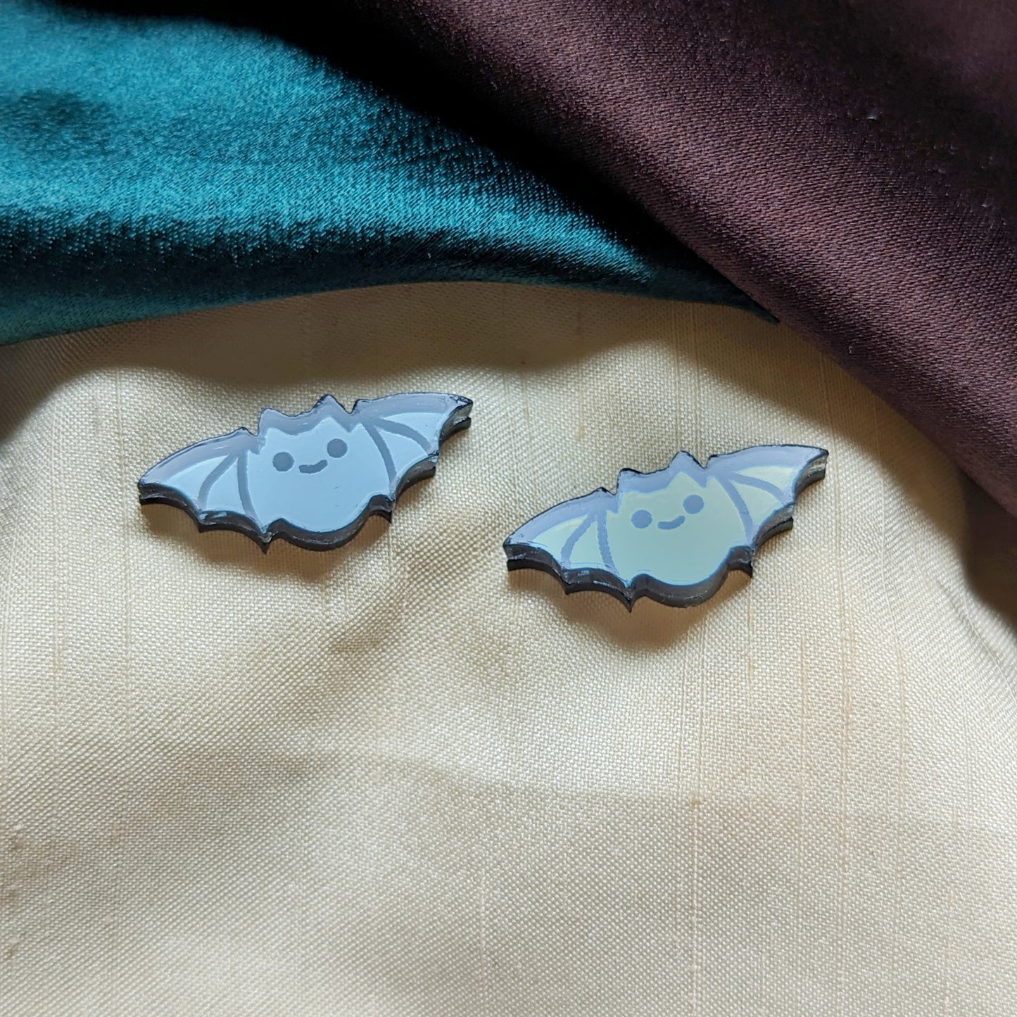 Dark Gray Bat Stud Earrings