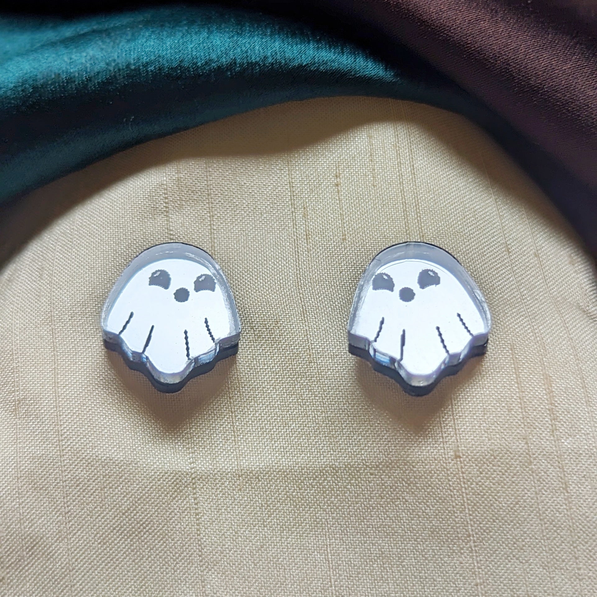 Silver Ghost Stud Earrings