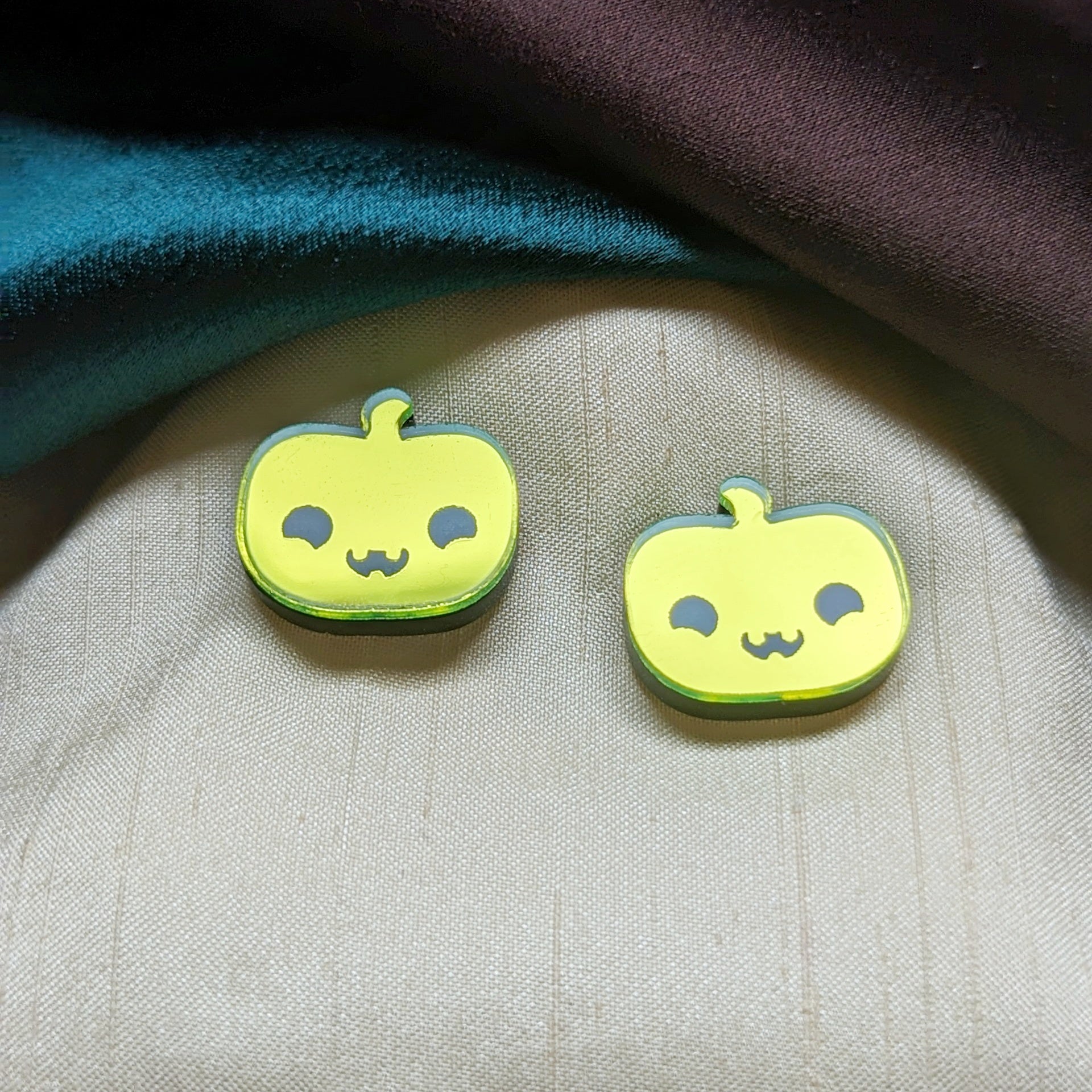 Neon Green Pumpkin Stud Earrings