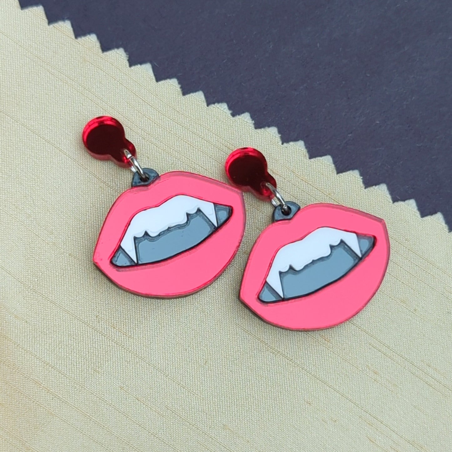 Vampire Lips and Fangs Dangle Earrings