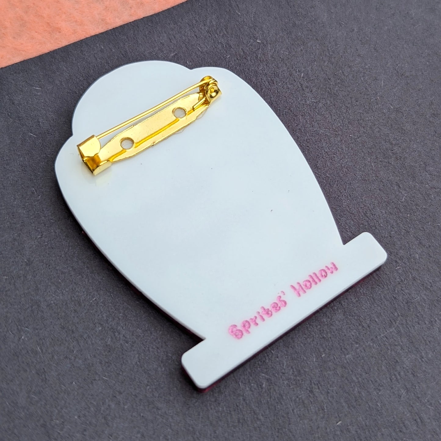 "Do You Ever Think About..." Pink Tombstone Brooch