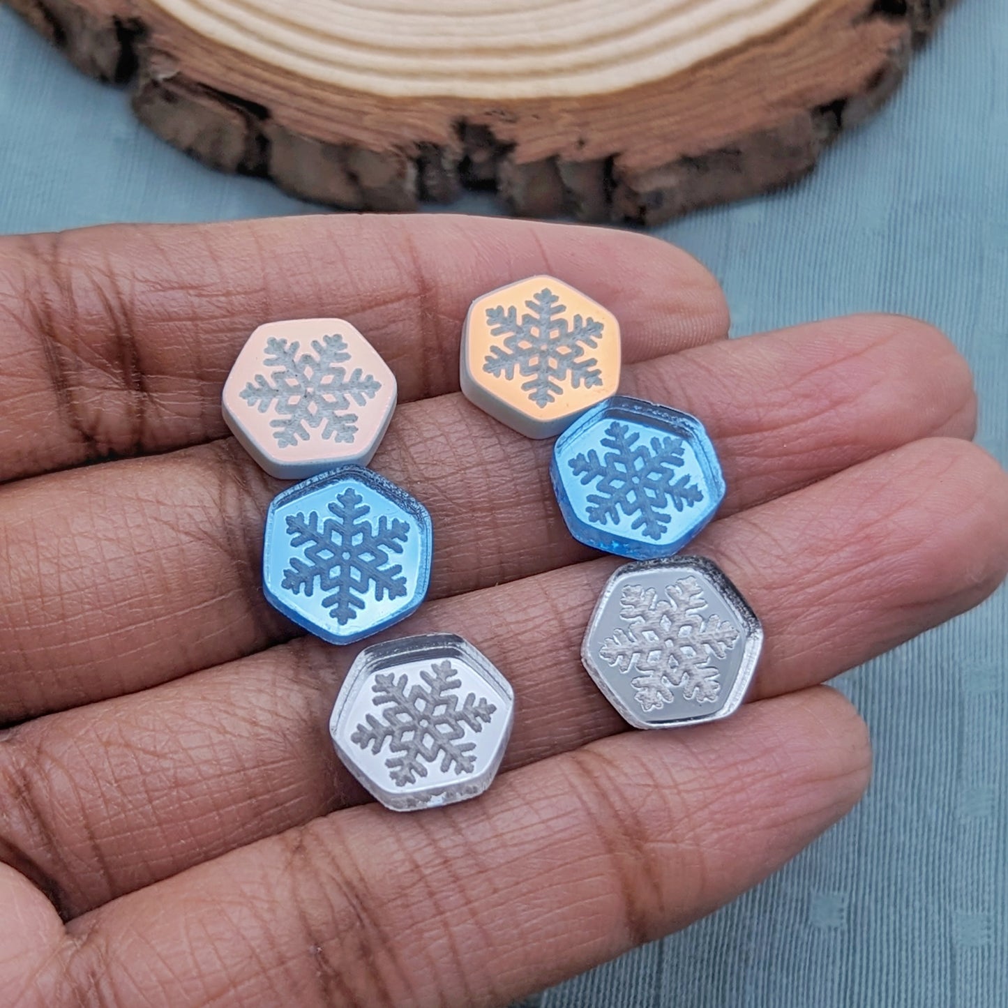 Snowflake Hexagon Stud Earrings