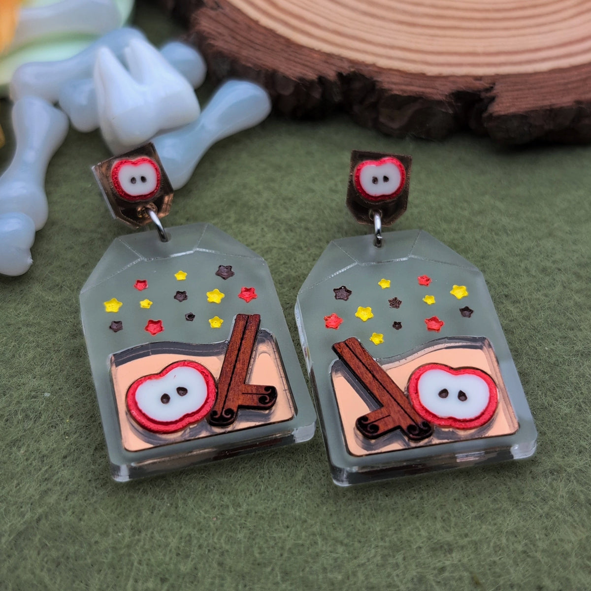 Apple Cinnamon Tea Statement Earrings