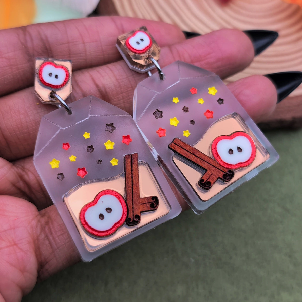 Apple Cinnamon Tea Statement Earrings