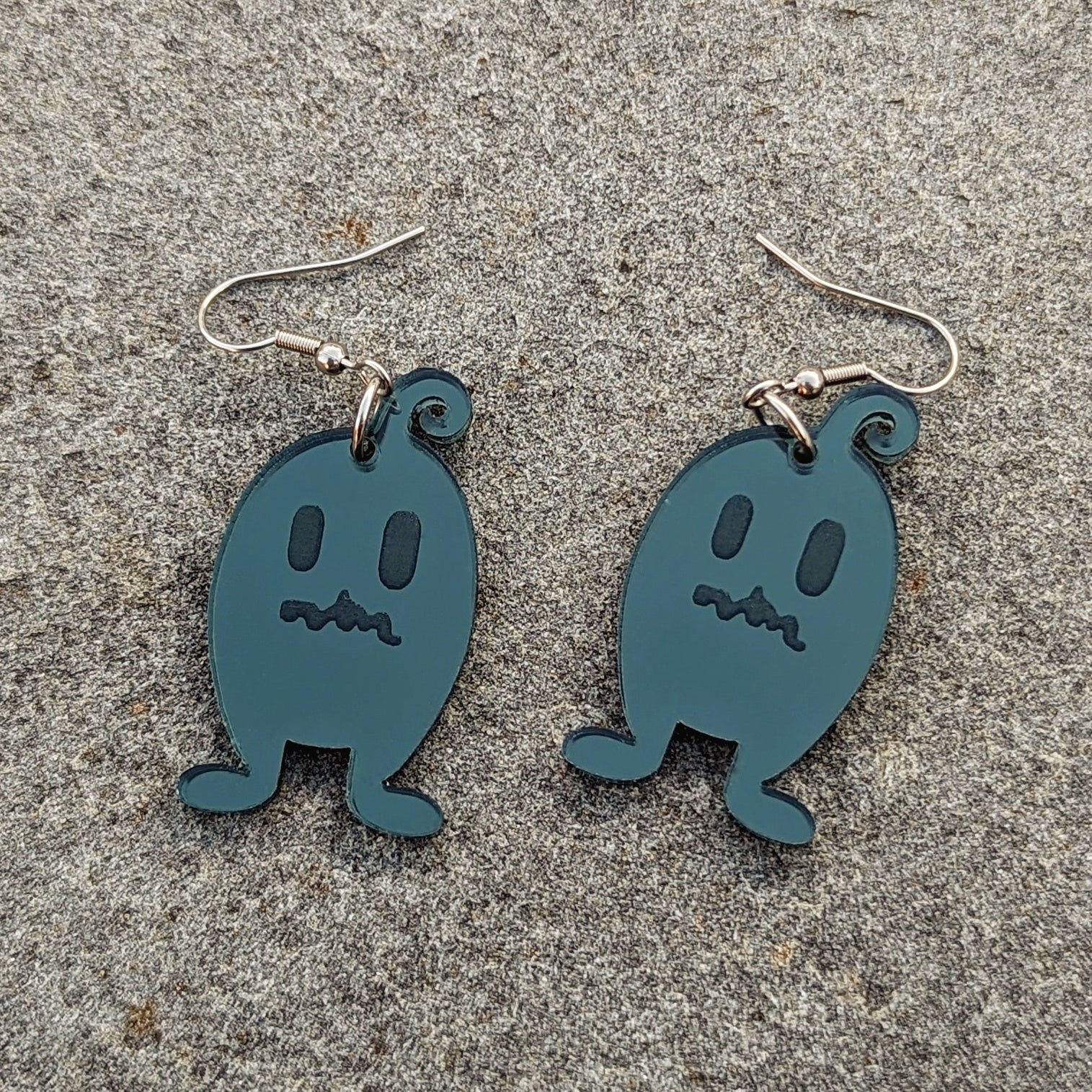 Dark grey shadow monster earrings