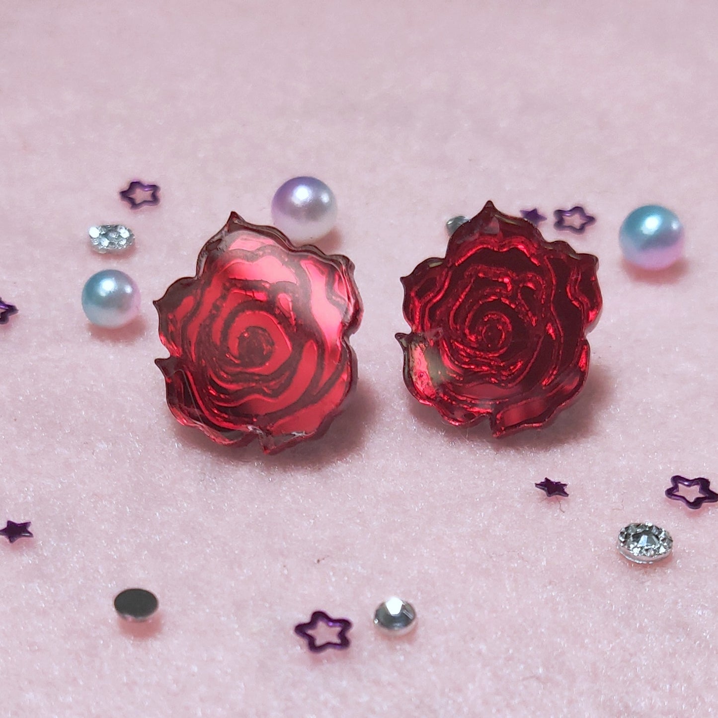 Red rose studs