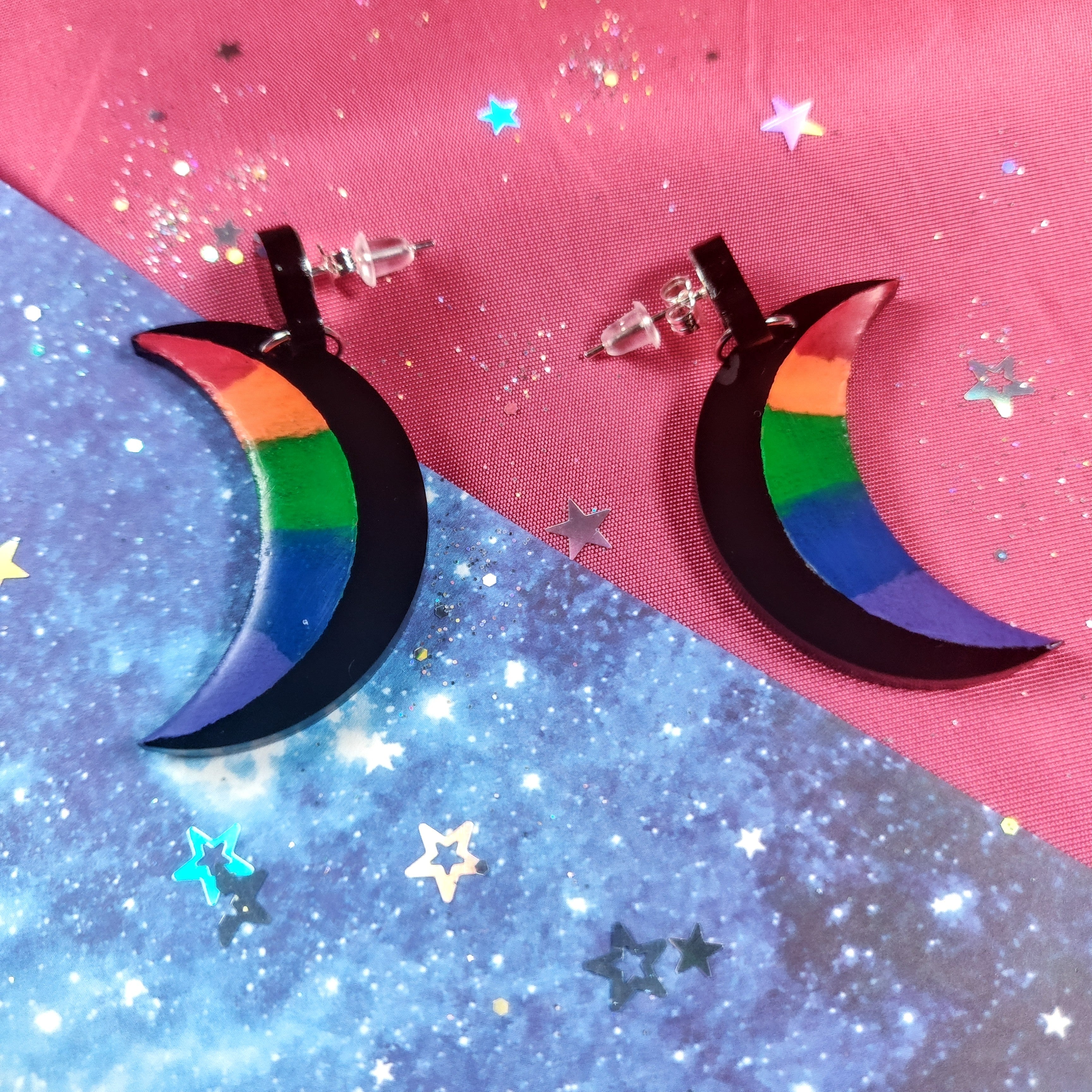 Black crescent online moon earrings