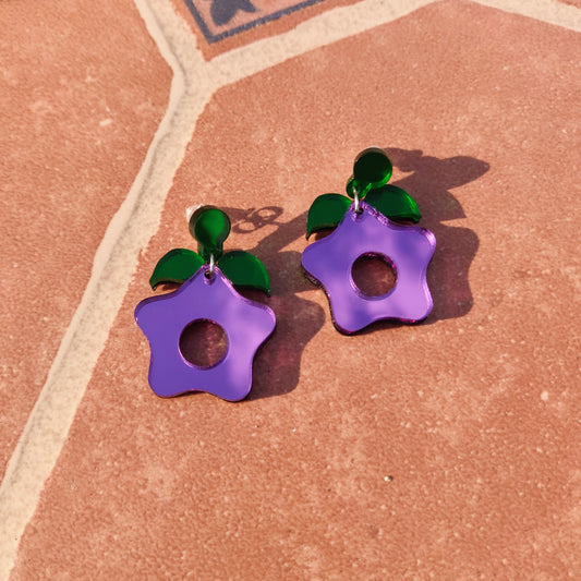 Stardew Valley inspired Stardrop purple and green dangle earrings