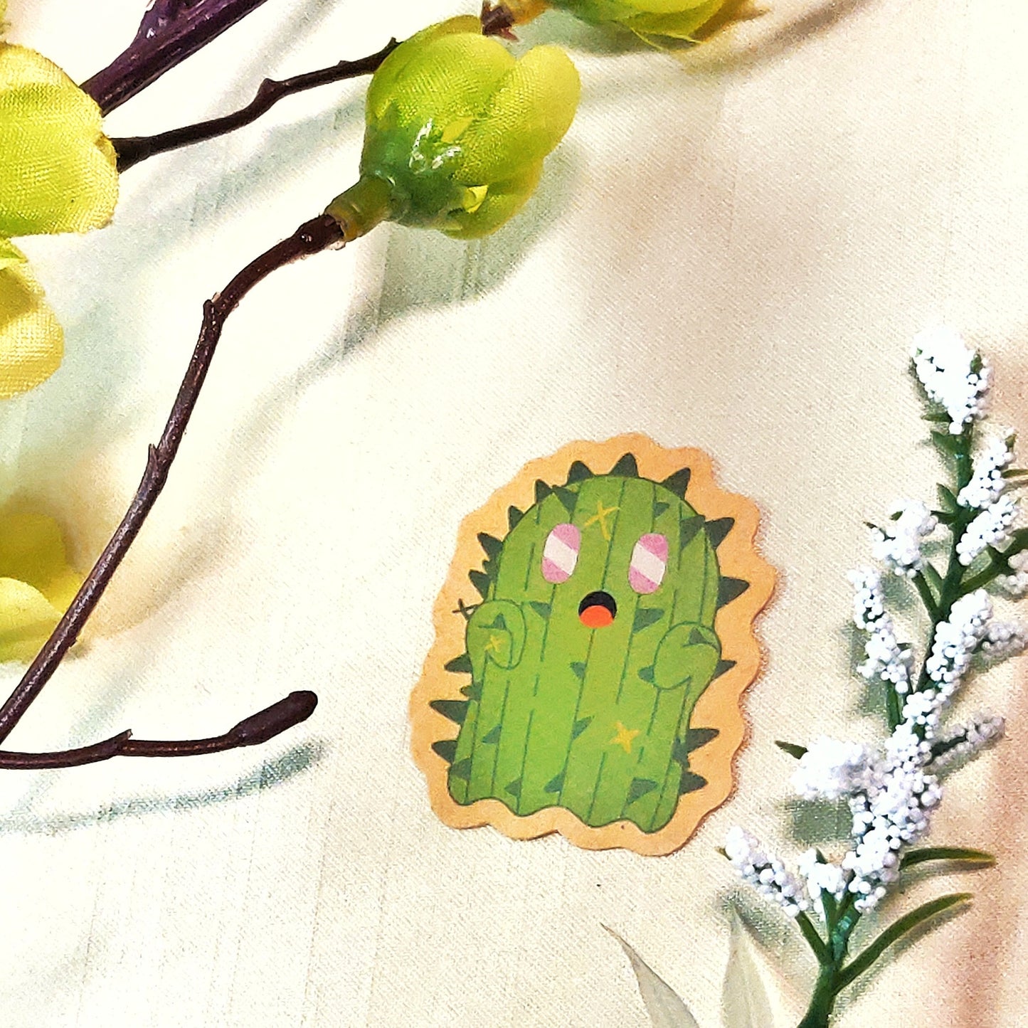 Cactus Ghost Kraft Paper Sticker