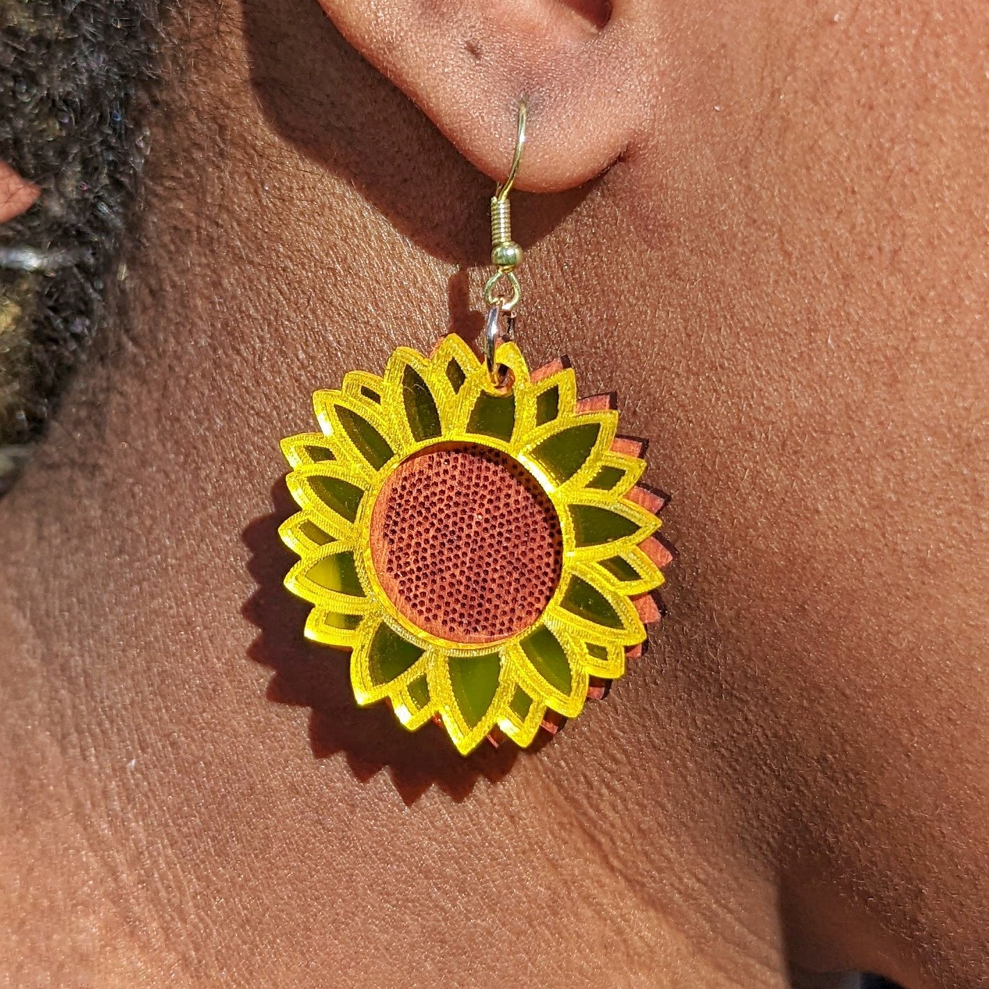 Yellow Sunflower Dangle Earring