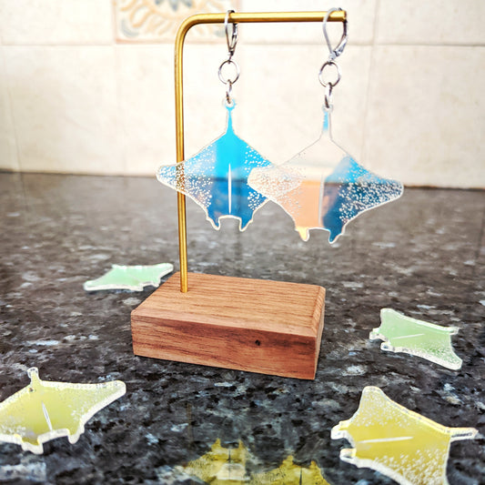 Iridescent Manta Ray Statement Earrings