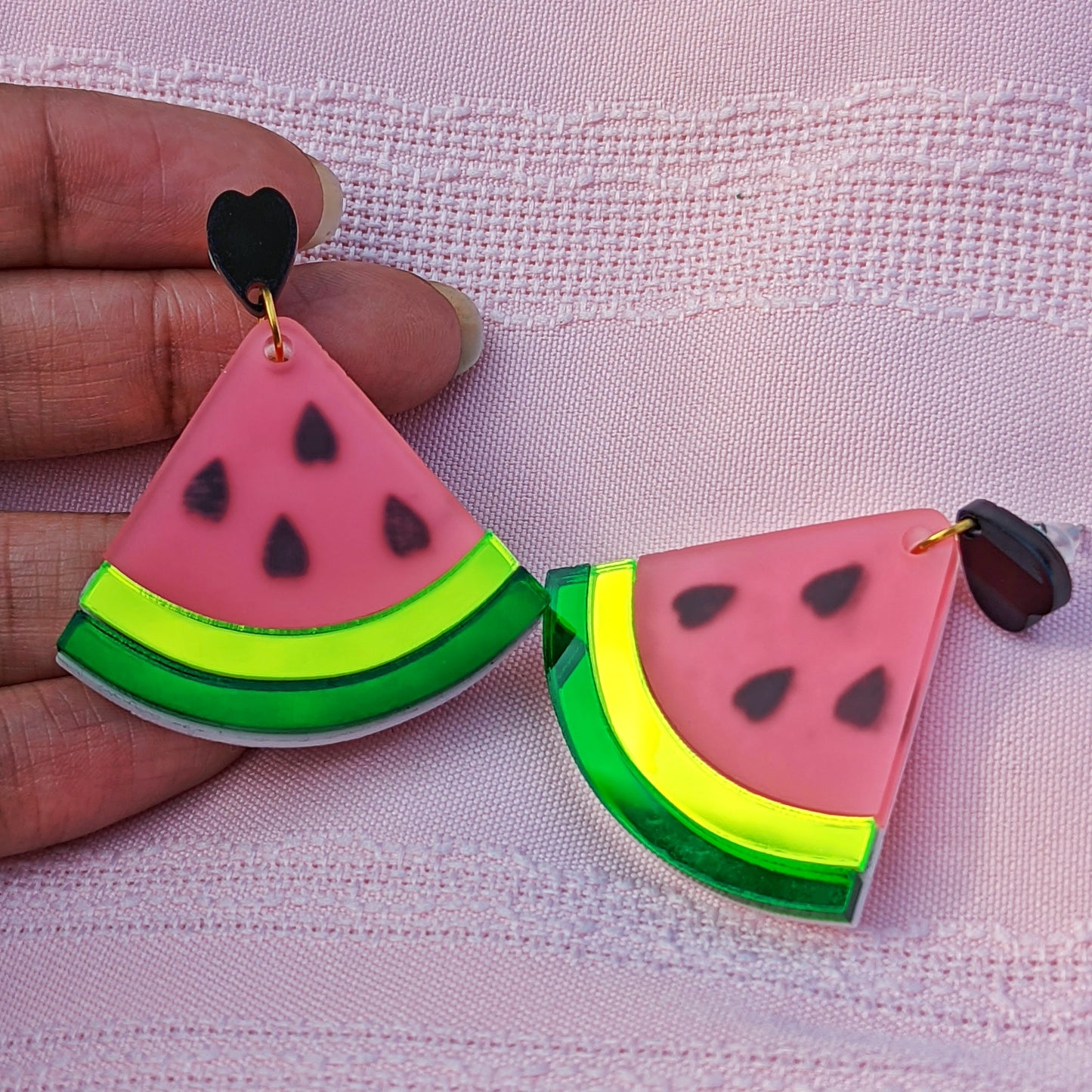 Watermelon Slice Colorful Statement Earrings