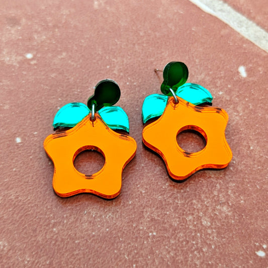 Pumpkin Starfruit Dangle Earrings