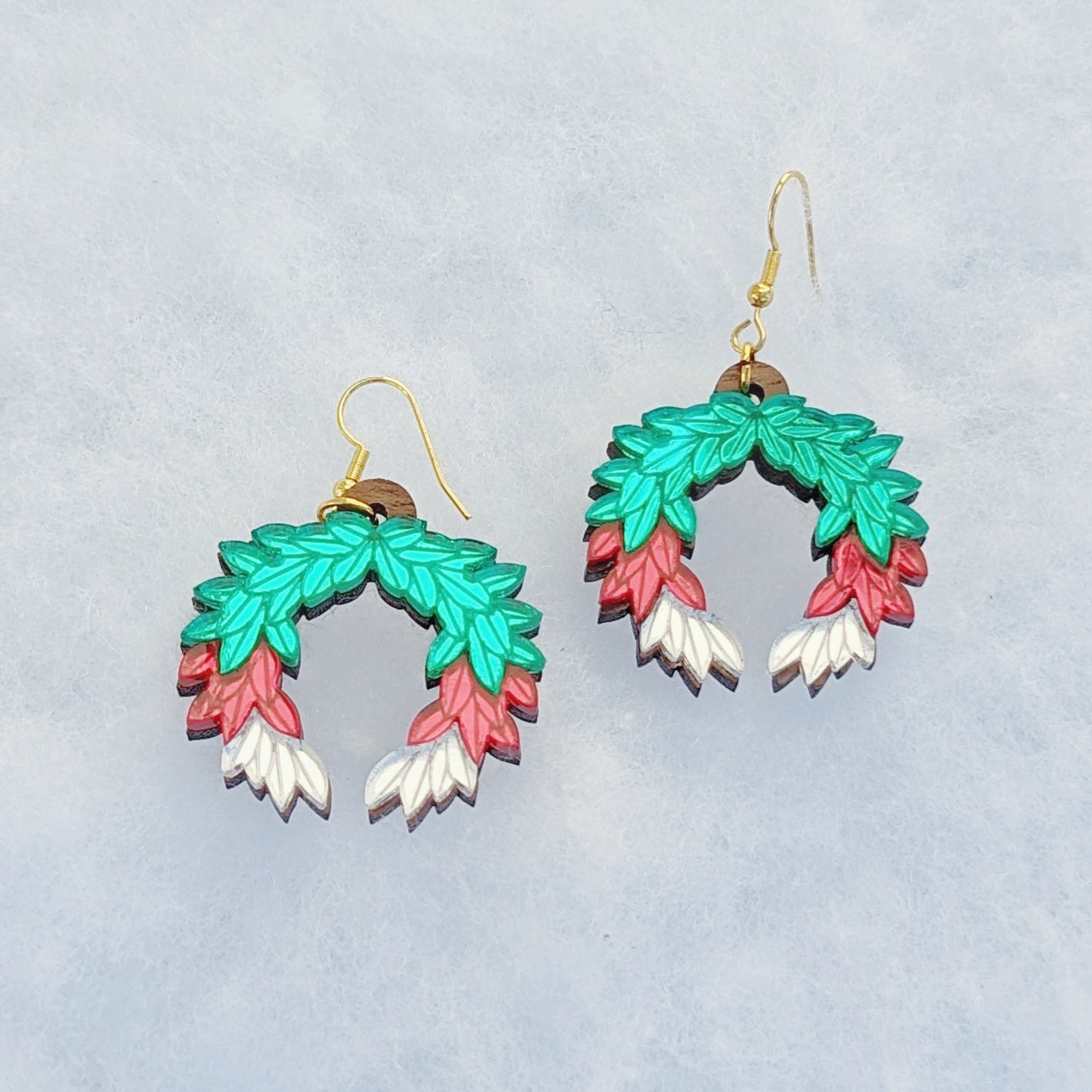 Holiday Laurel Wreath Dangle Earrings