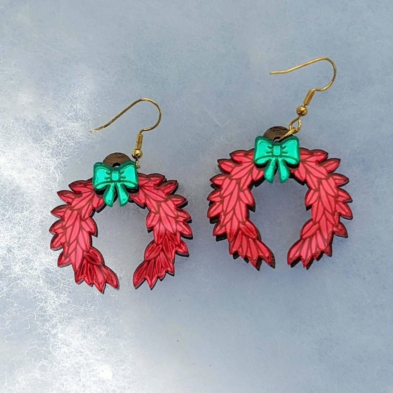 Holiday Laurel Wreath Dangle Earrings