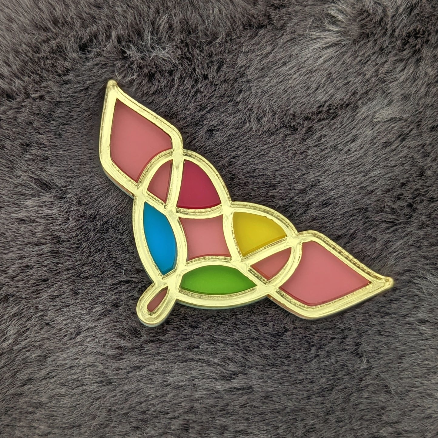 Stained Glass Winged Heart Brooch Pins