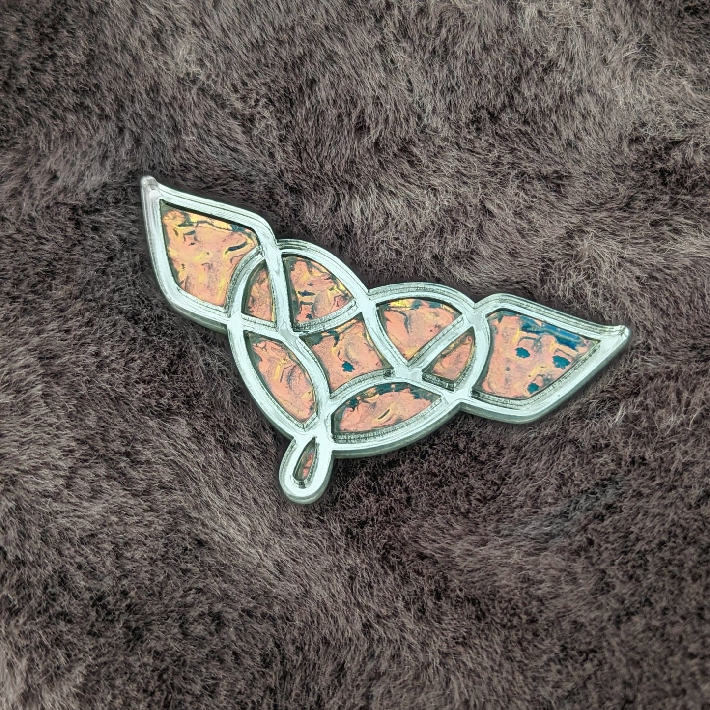 Stained Glass Winged Heart Brooch Pins