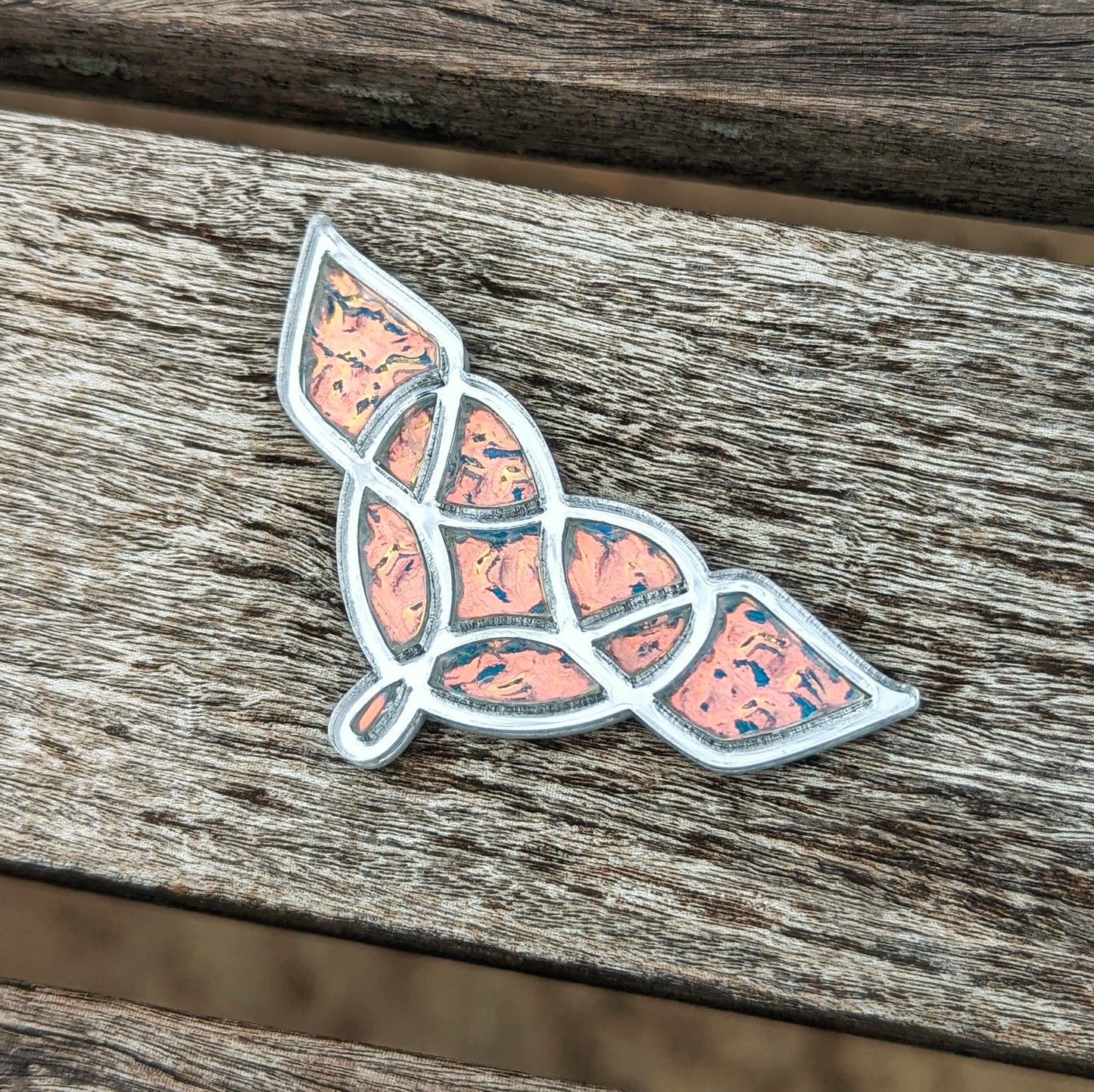 Stained Glass Winged Heart Brooch Pins