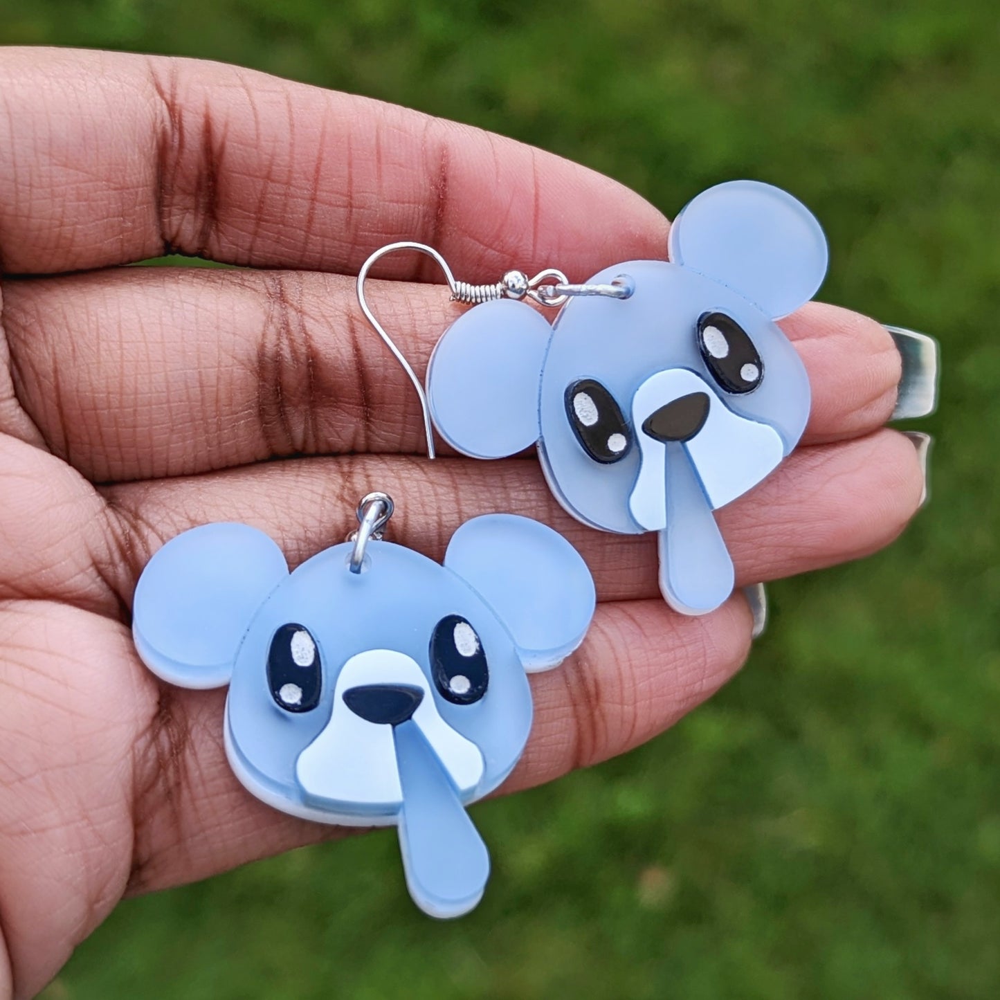 Ice Bear Cute Pastel Blue Earrings