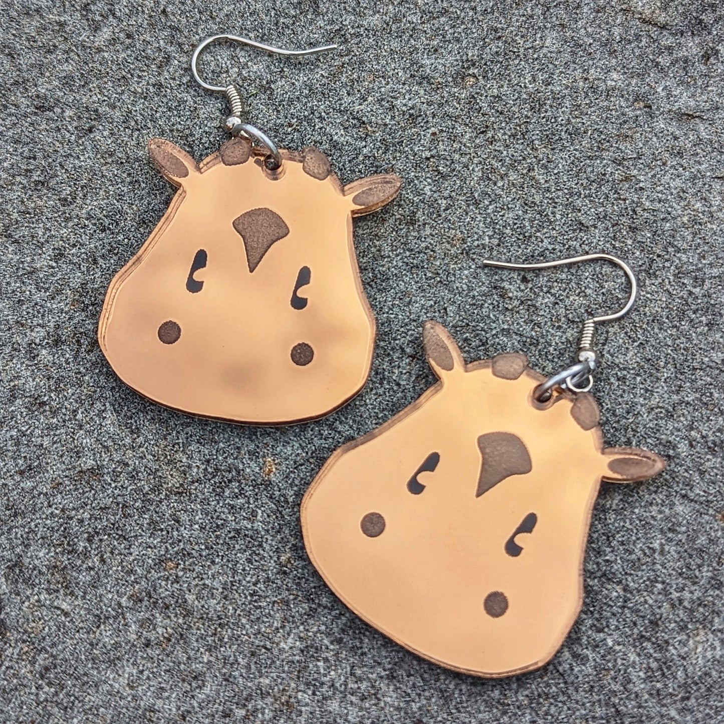 Olive Town Brown Cow Statement Earrings