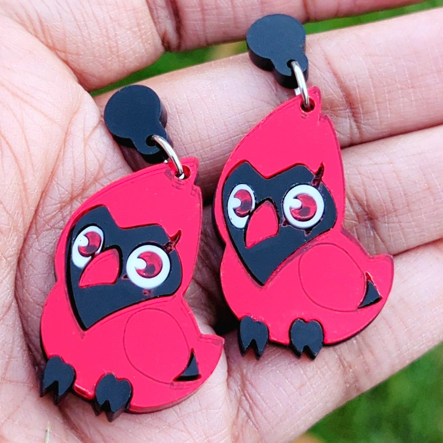 Flapjack Red Cardinal Earrings