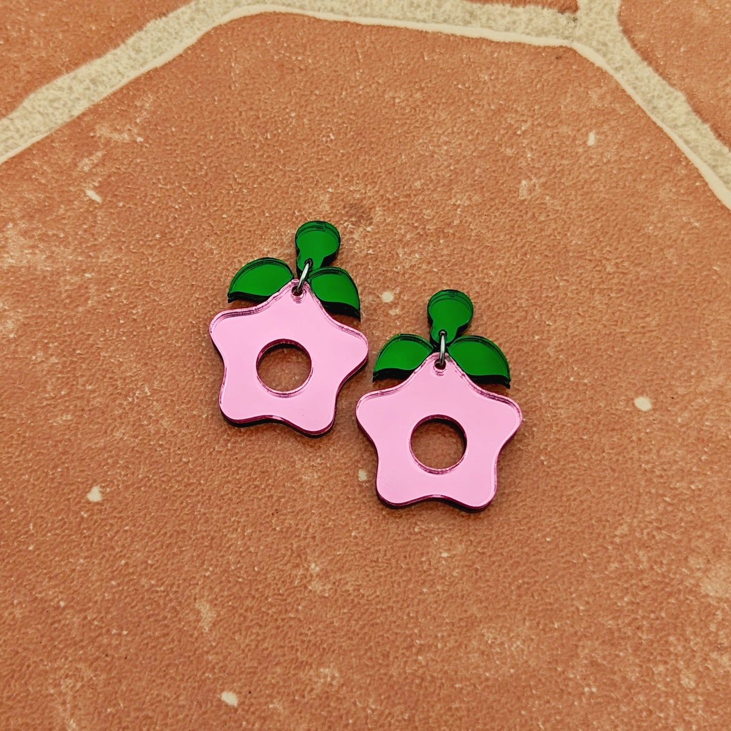 Pink Starfruit Dangle Earrings