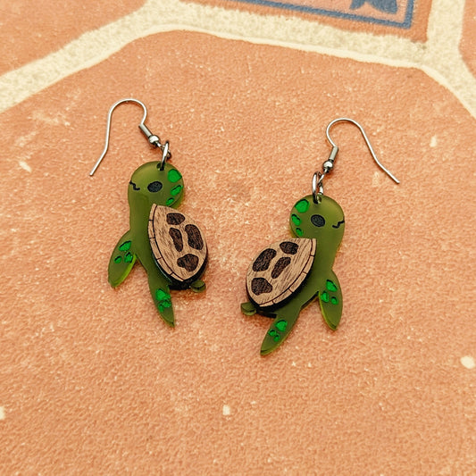 Swimming Turtle Earrings