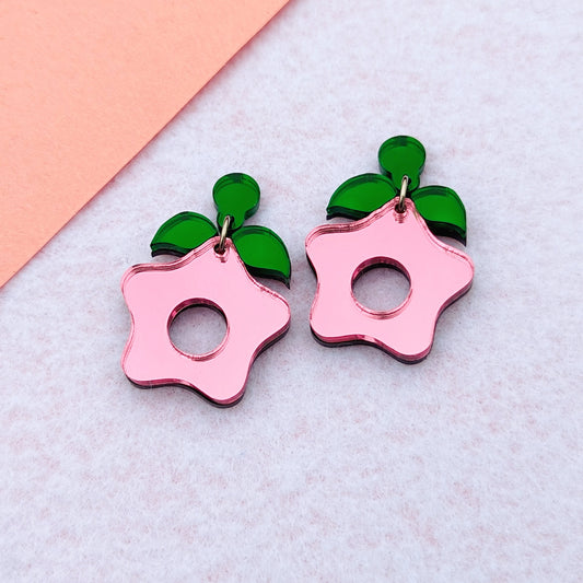 Pink Starfruit Dangle Earrings