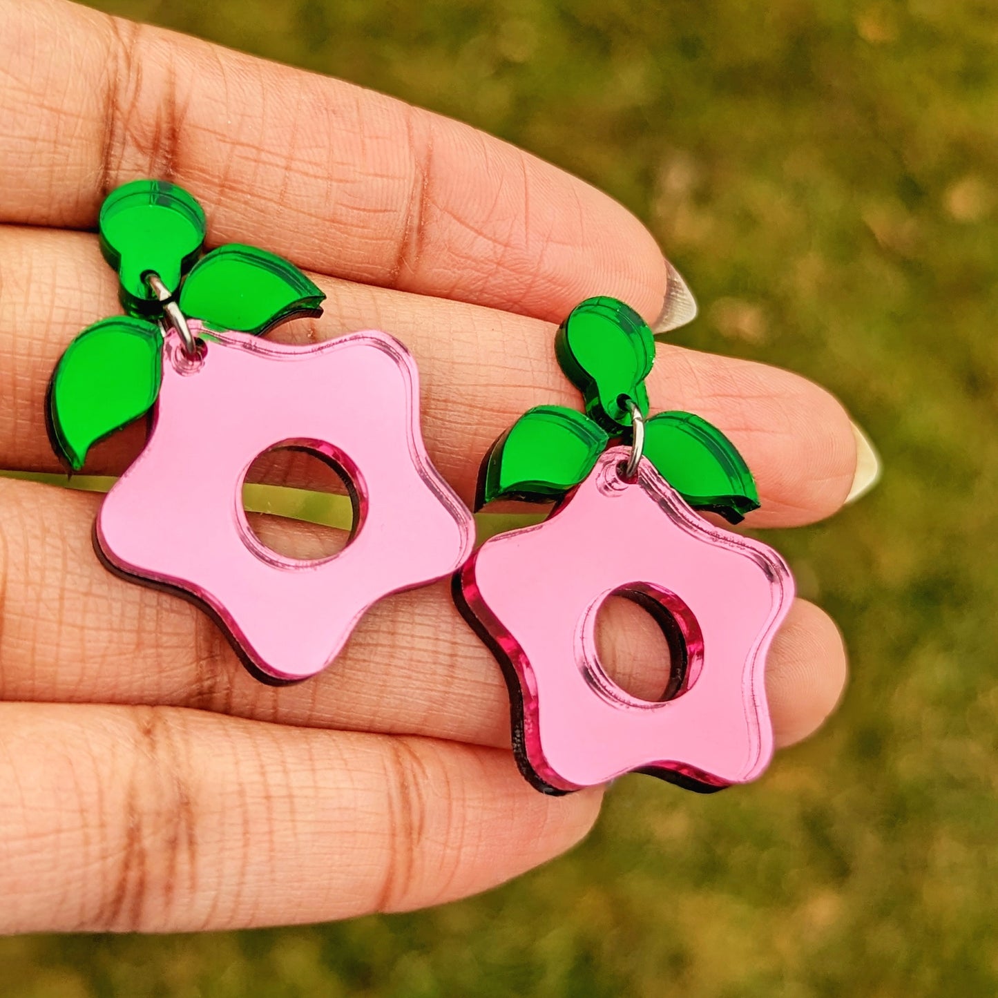 Pink Starfruit Dangle Earrings