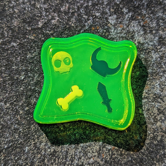 Gelatinous Cube Neon Green Brooch