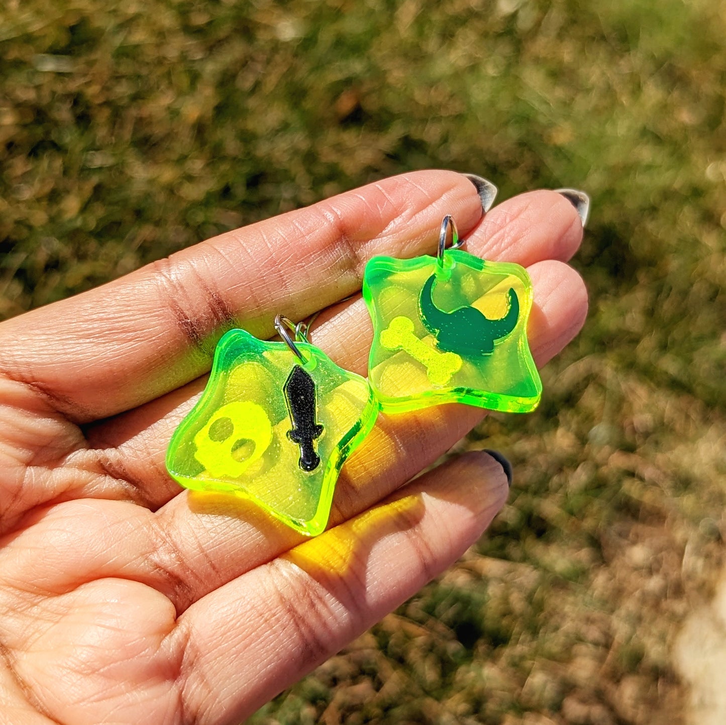 Gelatinous Cube Neon Green Dangle Earrings