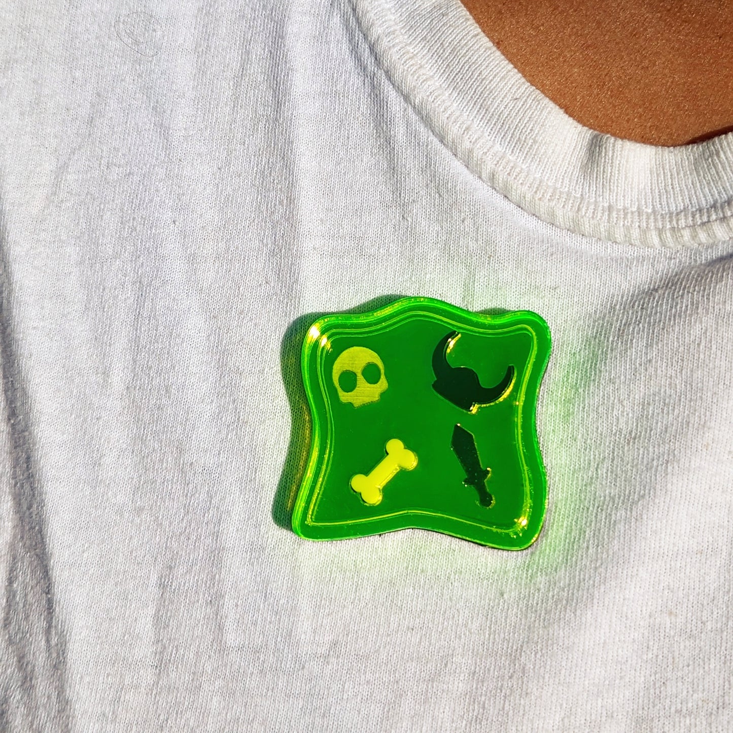 Gelatinous Cube Neon Green Brooch